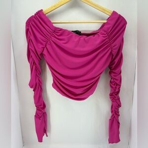 Pink long sleeve off the shoulder top